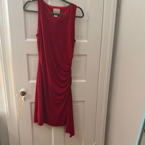 Donna Morgan Red Asymmetrical Ruched Cocktail Dress